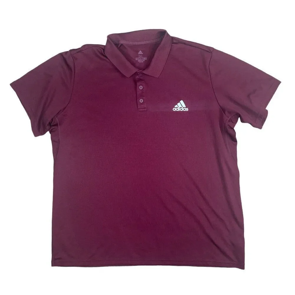 Adidas Aeroready Size 2XL Mens Polo Shirt Maroon